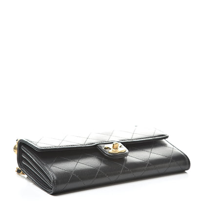 Chanel Goatskin Quilted Chic Pearls Clutch With Chain Black 4 of 12