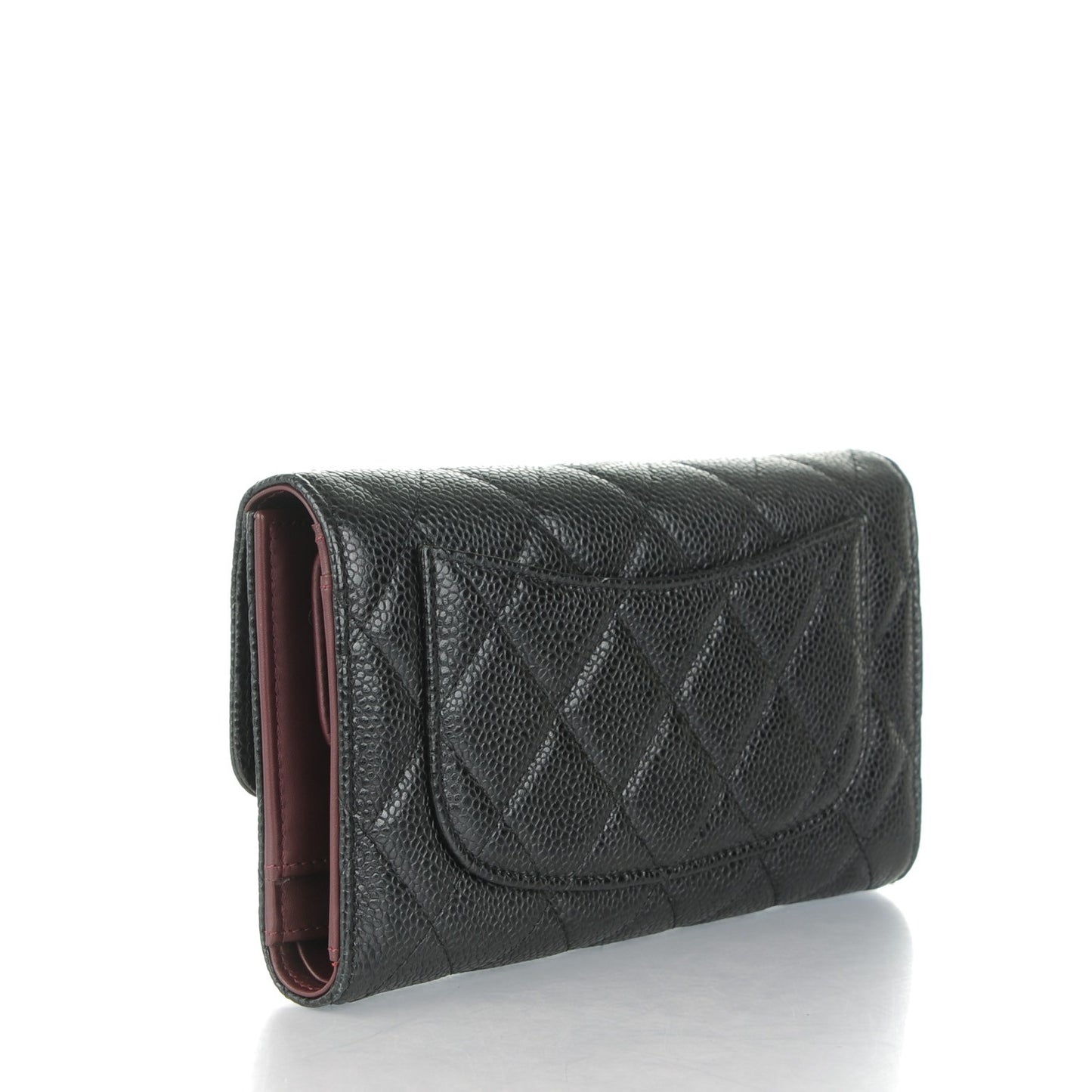 Caviar Quilted Large Flap Wallet Black