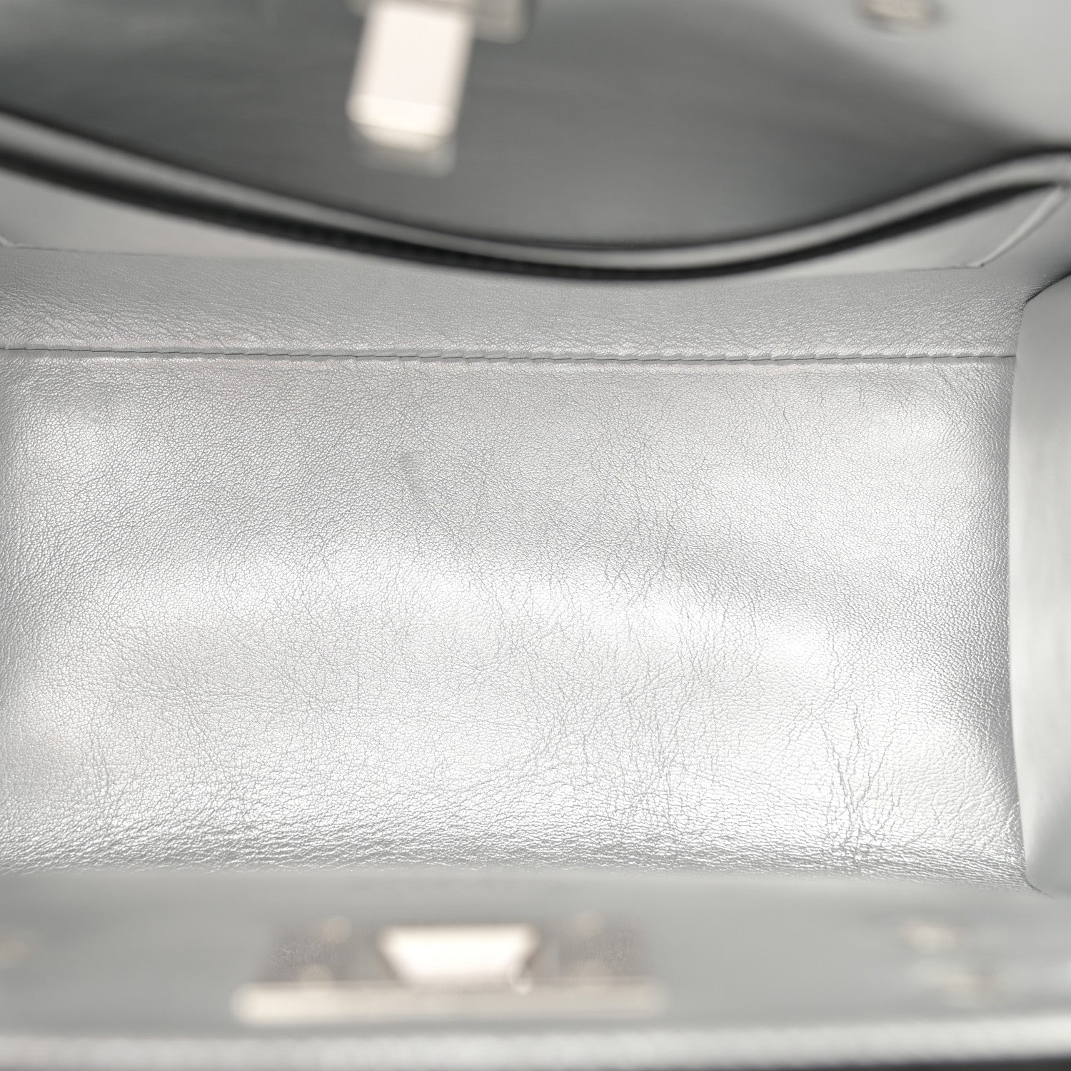 Salvatore Ferragamo Metallic Calfskin Small The Studio Box Bag Argento 5 of 13