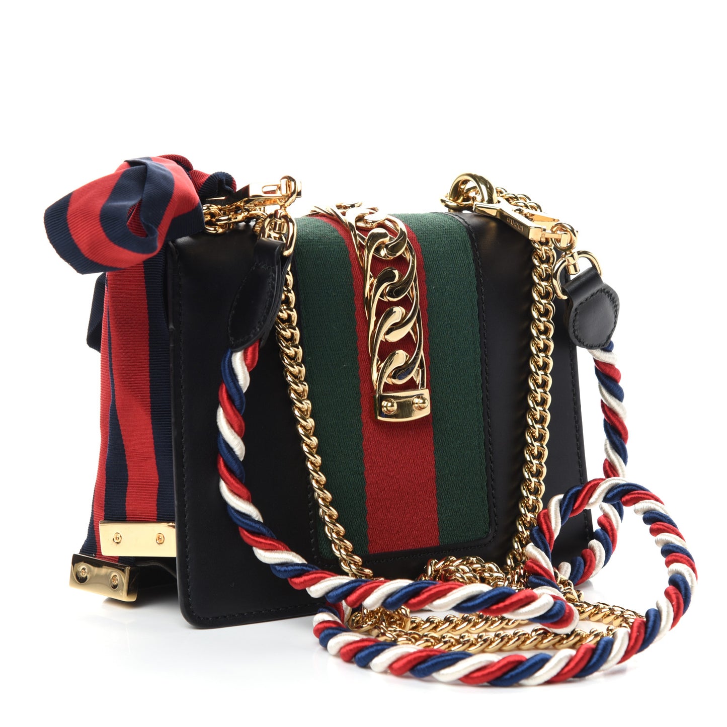 Calfskin Mini Sylvie Chain Shoulder Bag Black