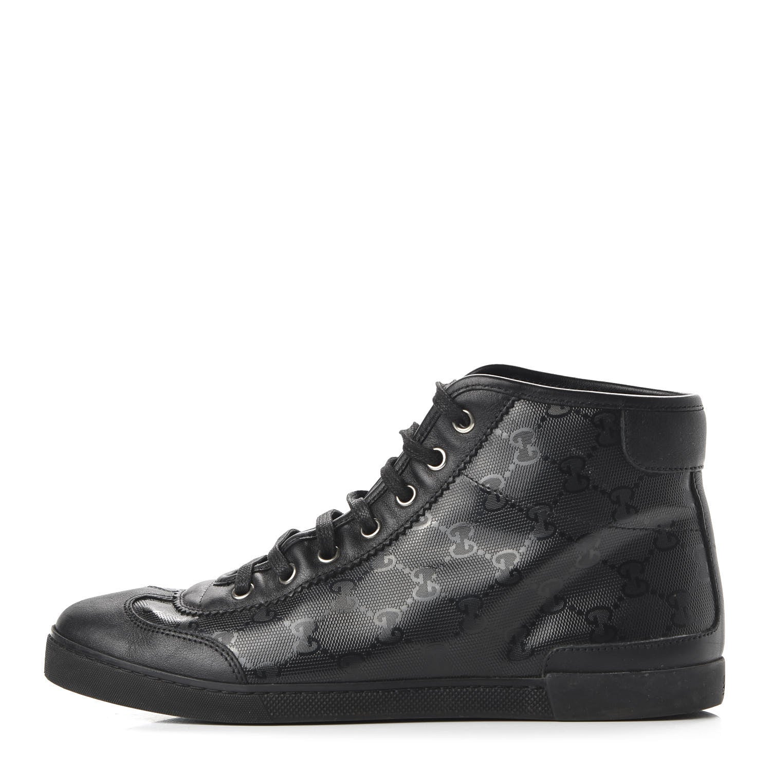 Gucci Imprime Monogram Womens High Top Sneakers 37.5 Black 1 of 8