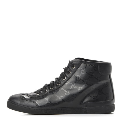 Gucci Imprime Monogram Womens High Top Sneakers 37.5 Black 1 of 8