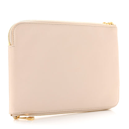 Chloe Calfskin Embossed Double Zip Flat Pouch Clutch Blush Nude 3 of 6