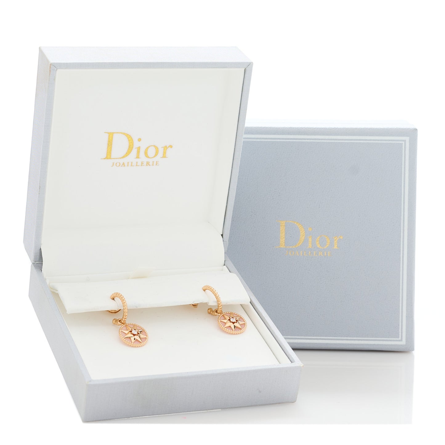 18K Rose Gold Diamond Pink Opal Rose Des Vents Drop Earrings