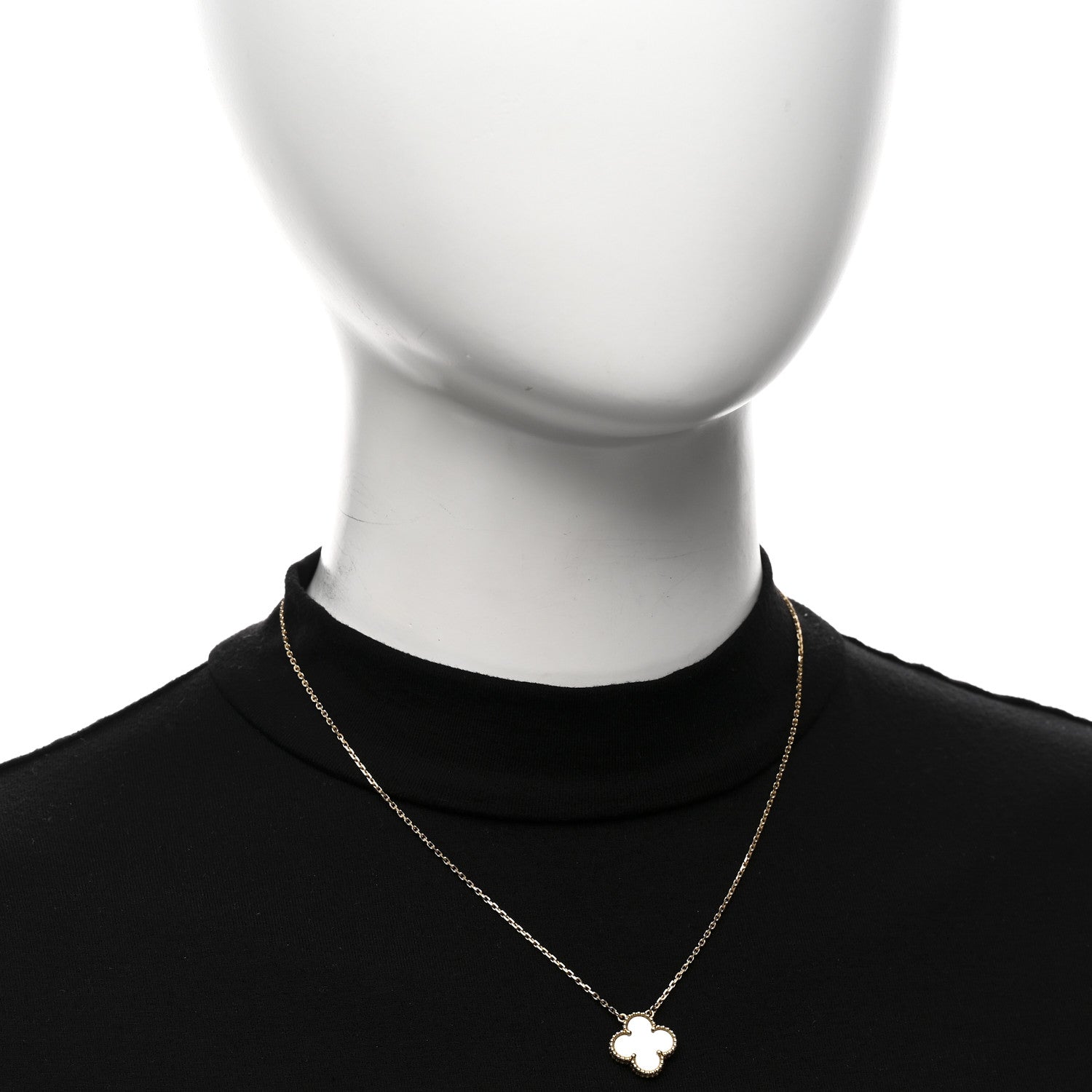 Van Cleef & Arpels 18K Yellow Gold Mother of Pearl Vintage Alhambra Pendant Necklace 2 of 5