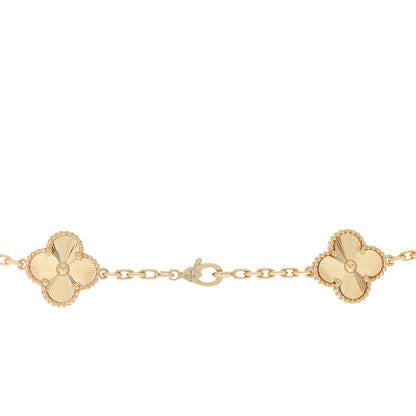 Van Cleef & Arpels 18K Yellow Gold 10 Motifs Guilloche Vintage Alhambra Necklace 4 of 5