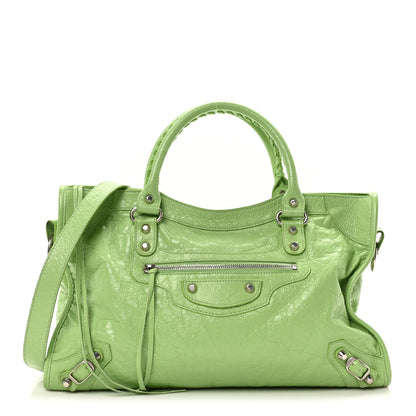 Balenciaga Agneau Arena Storico Classic Silver Hardware Medium Le City Green 1 of 9