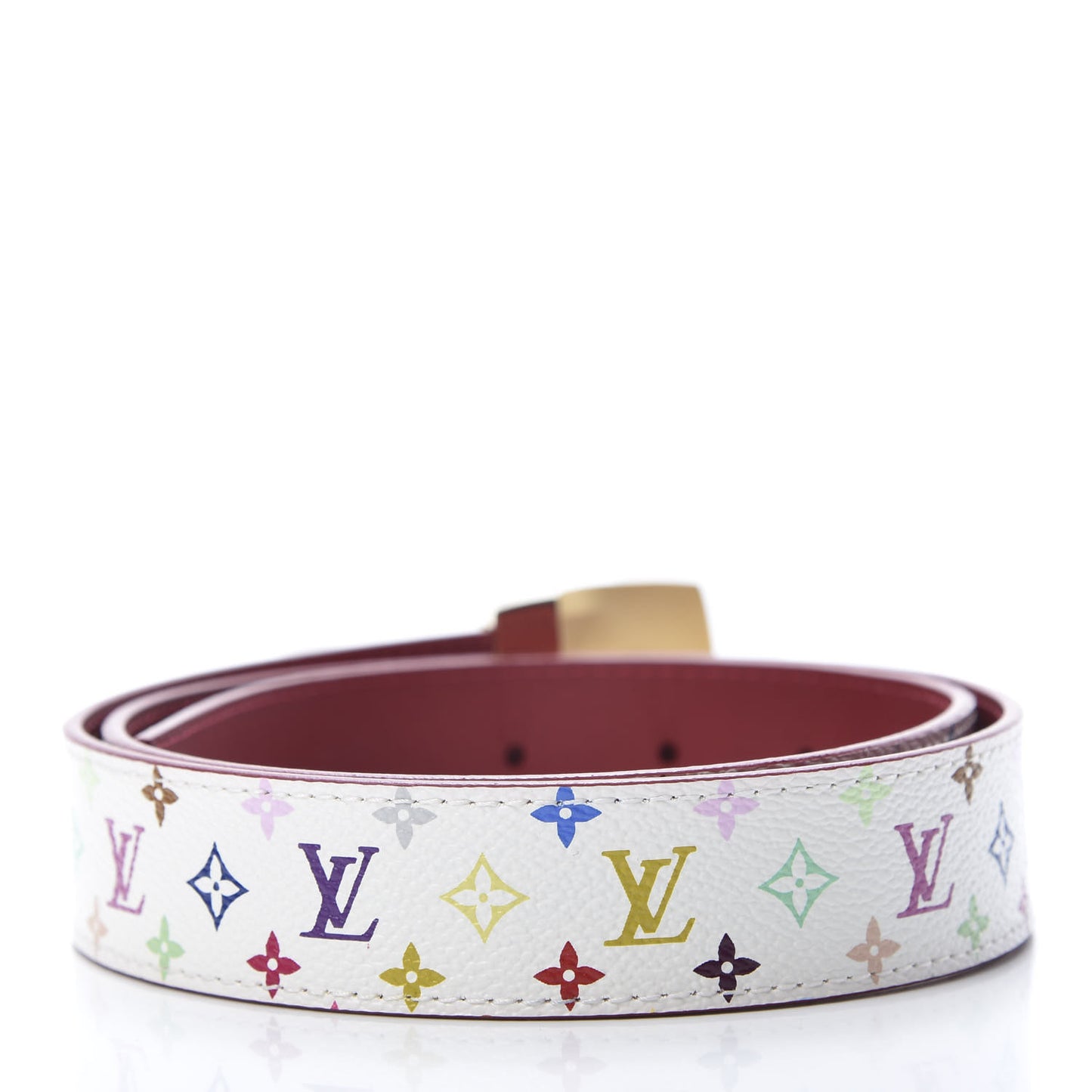 Monogram Multicolor LV Cut Reversible Belt 80 32 White Grenade