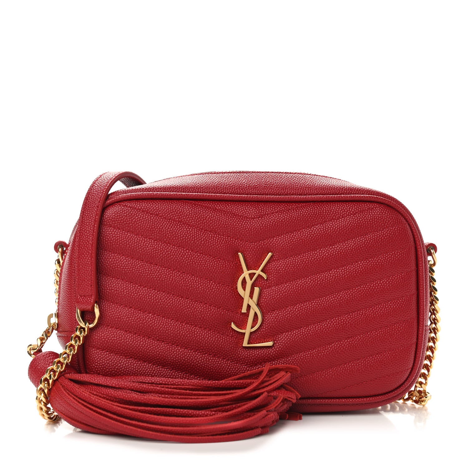 Saint Laurent Grain De Poudre Matelasse Monogram Mini Lou Camera Bag Eros Red 1 of 9