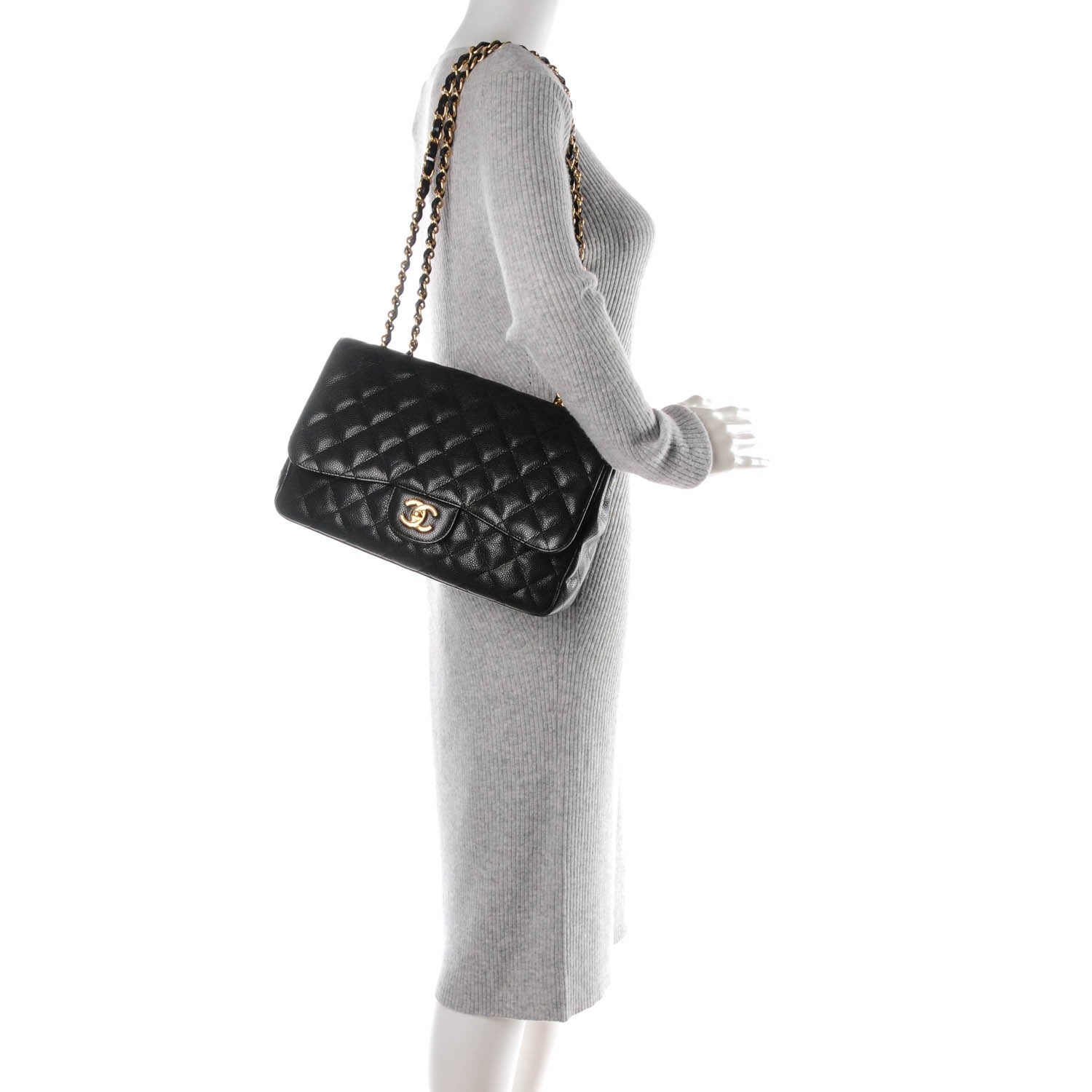 Chanel Caviar Quilted Jumbo Single Flap Black 2 of 10