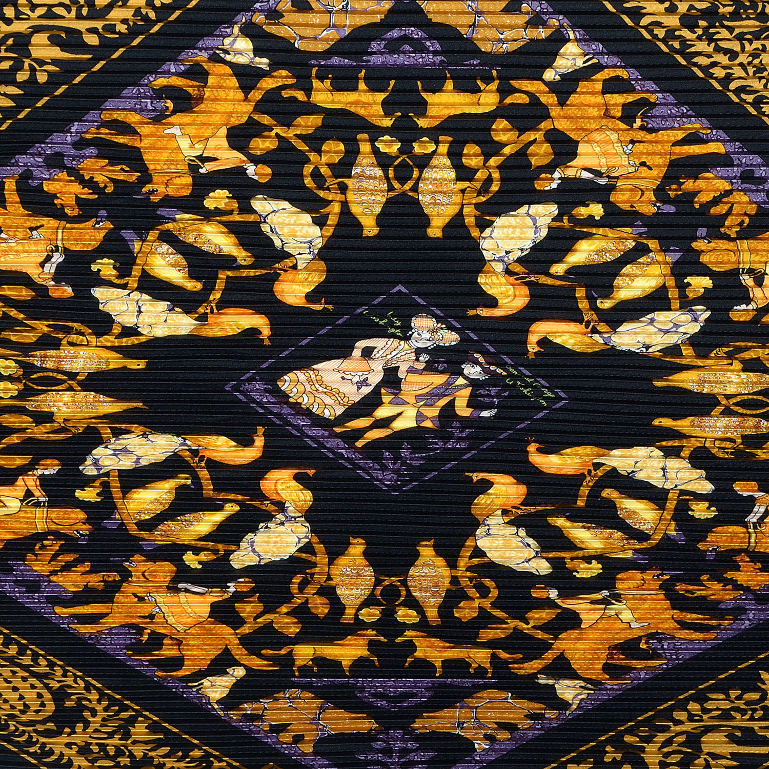 Hermes Silk Plisse Early America Scarf 90 1 of 7
