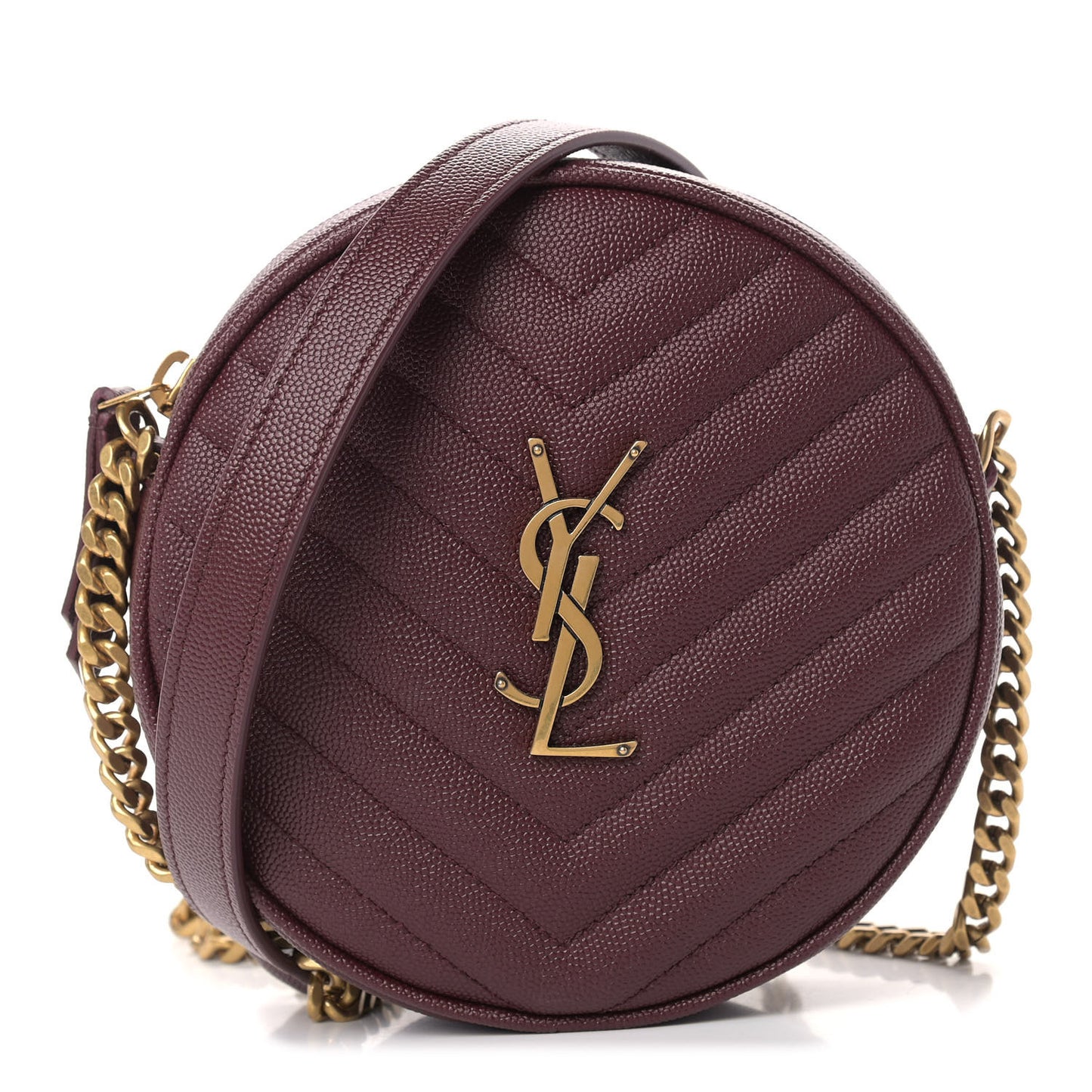 Grain De Poudre Matelasse Chevron Quilted Round Vinyle Camera Bag Rouge Legion
