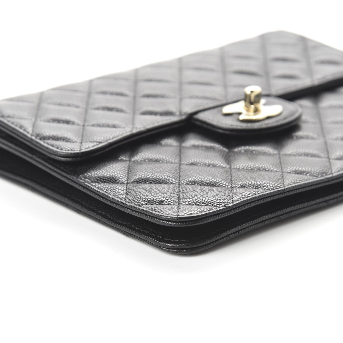Caviar Quilted Square Flap Clutch Black
