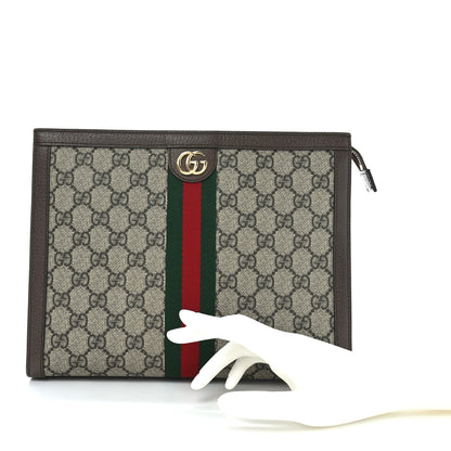 Gucci GG Supreme Monogram Web Ophidia Pouch Brown 2 of 10