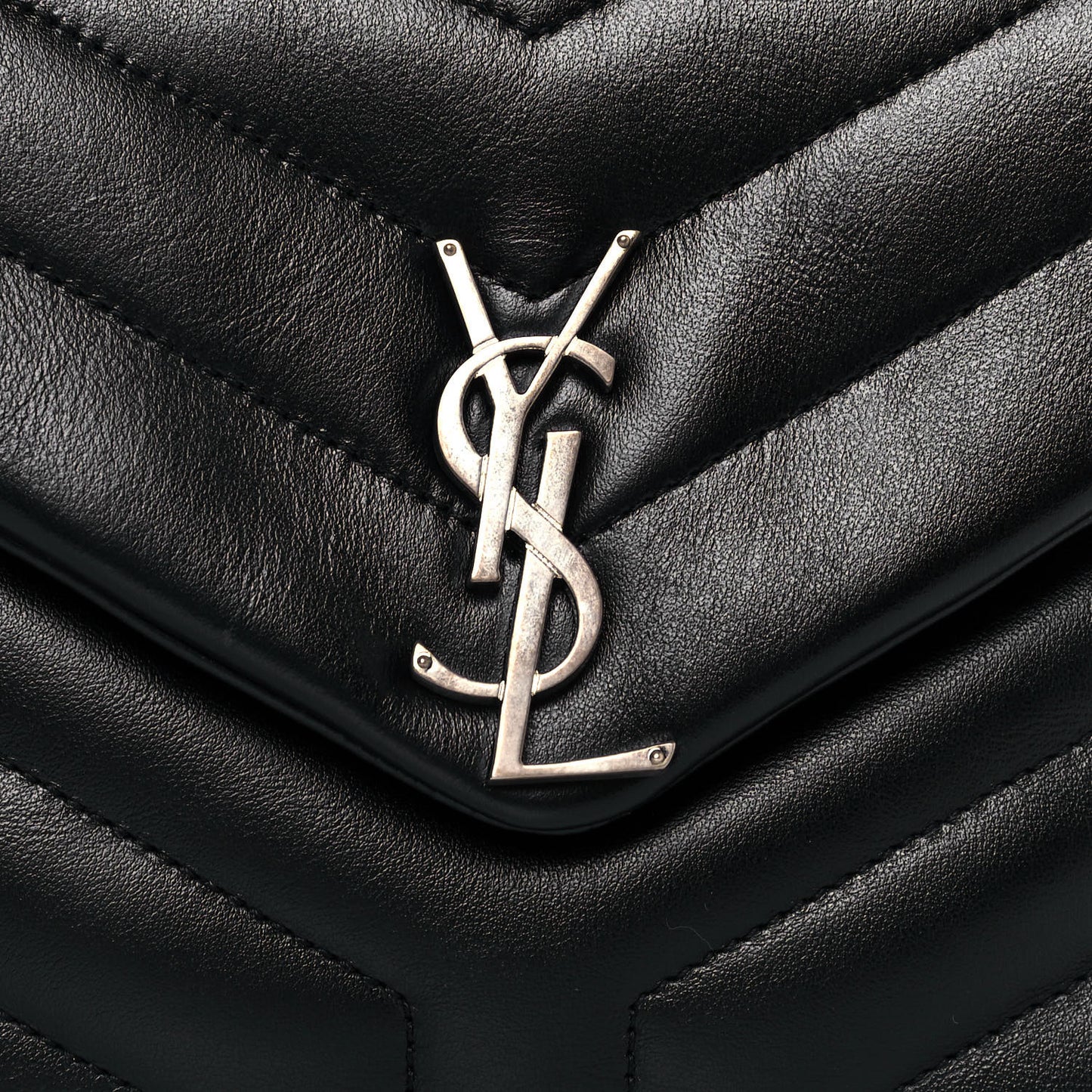 Calfskin Y Quilted Monogram Small Loulou Chain Satchel Black