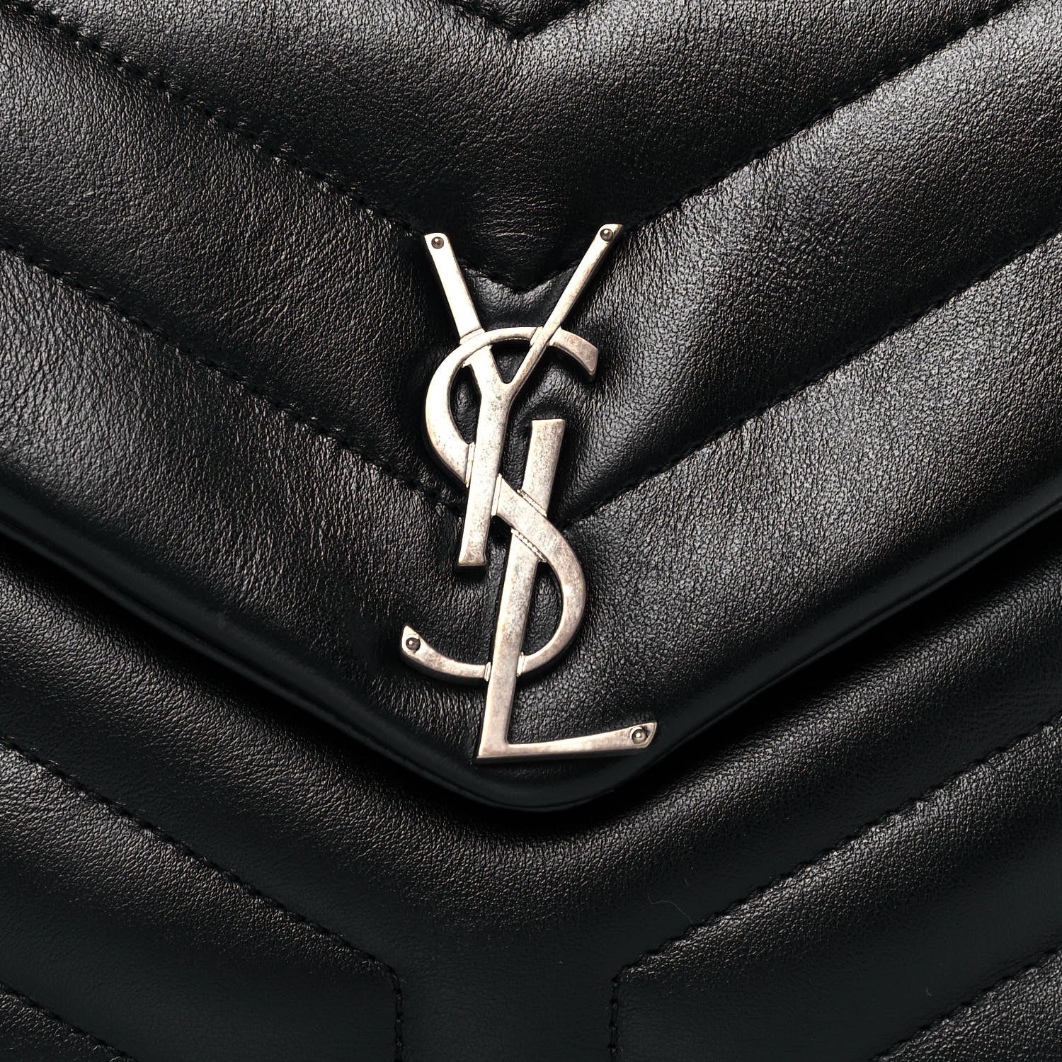 Saint Laurent Calfskin Y Quilted Monogram Small Loulou Chain Satchel Black 7 of 10