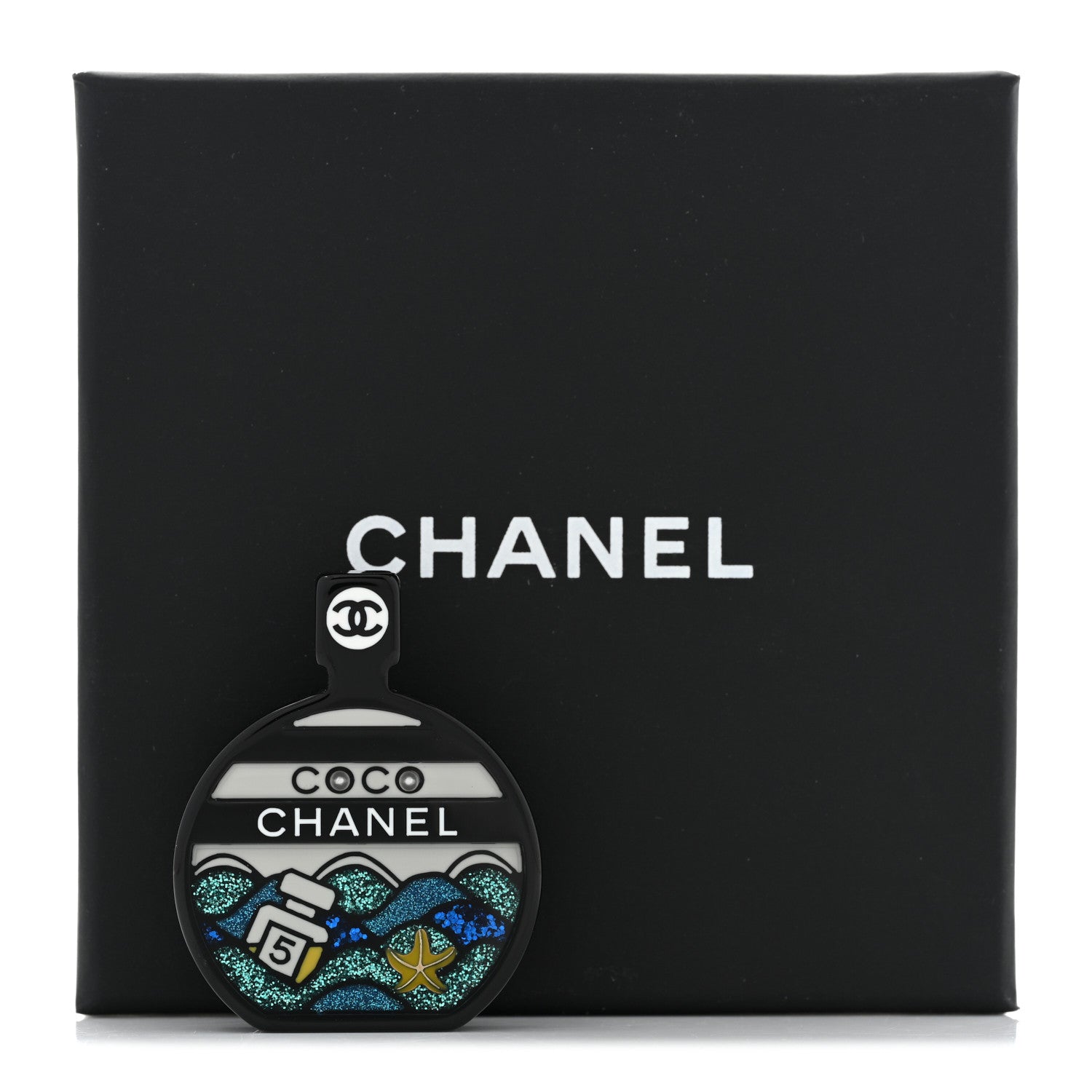 Chanel Resin Glitter Coco Chanel Brooch Black Multicolor 5 of 5