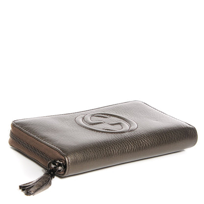 Gucci Metallic Pebbled Calfskin Soho Zip Around Wallet Sasso 4 of 7