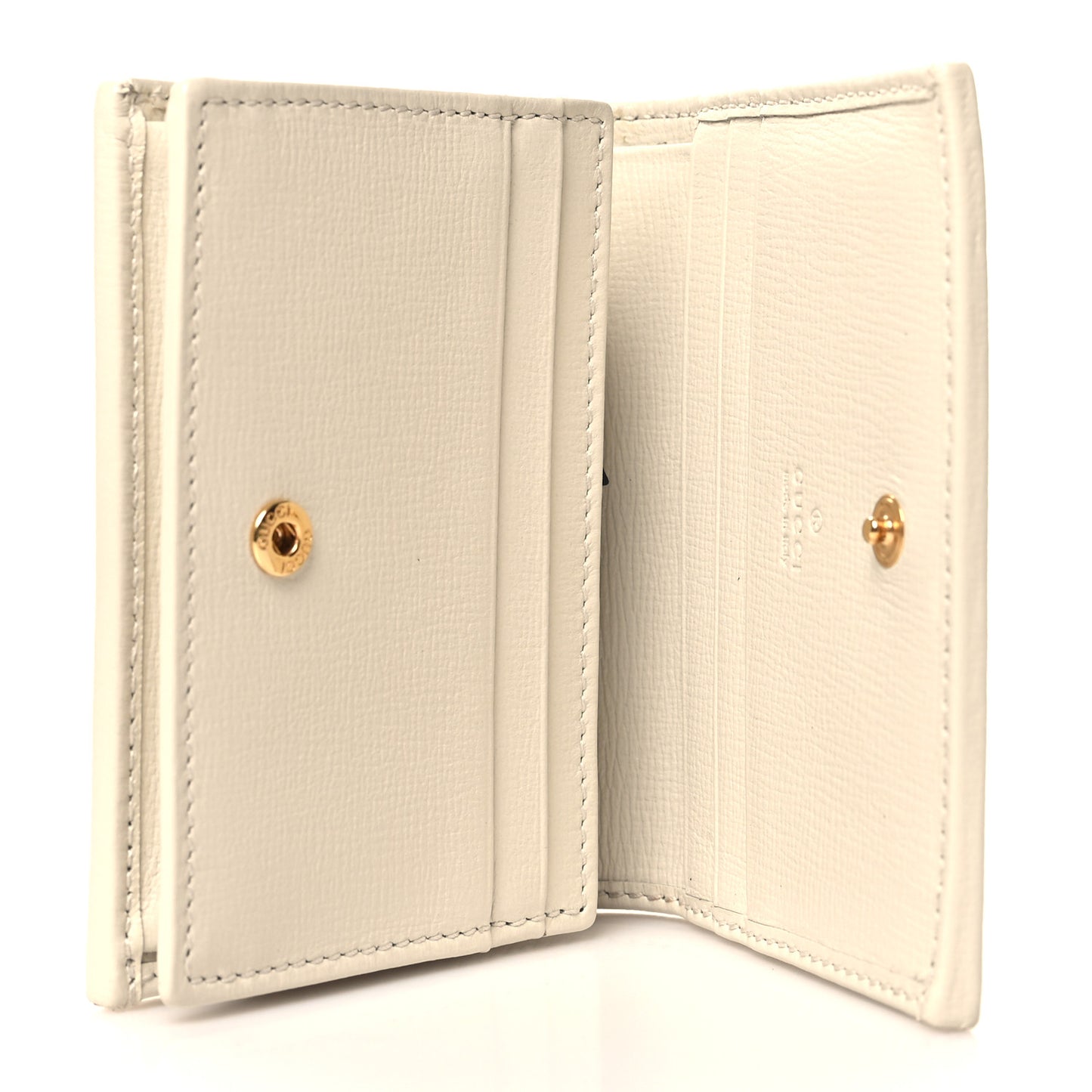 GG Supreme Monogram Azalea Calfskin Horsebit 1955 Card Case Wallet Beige Ebony Mystic White