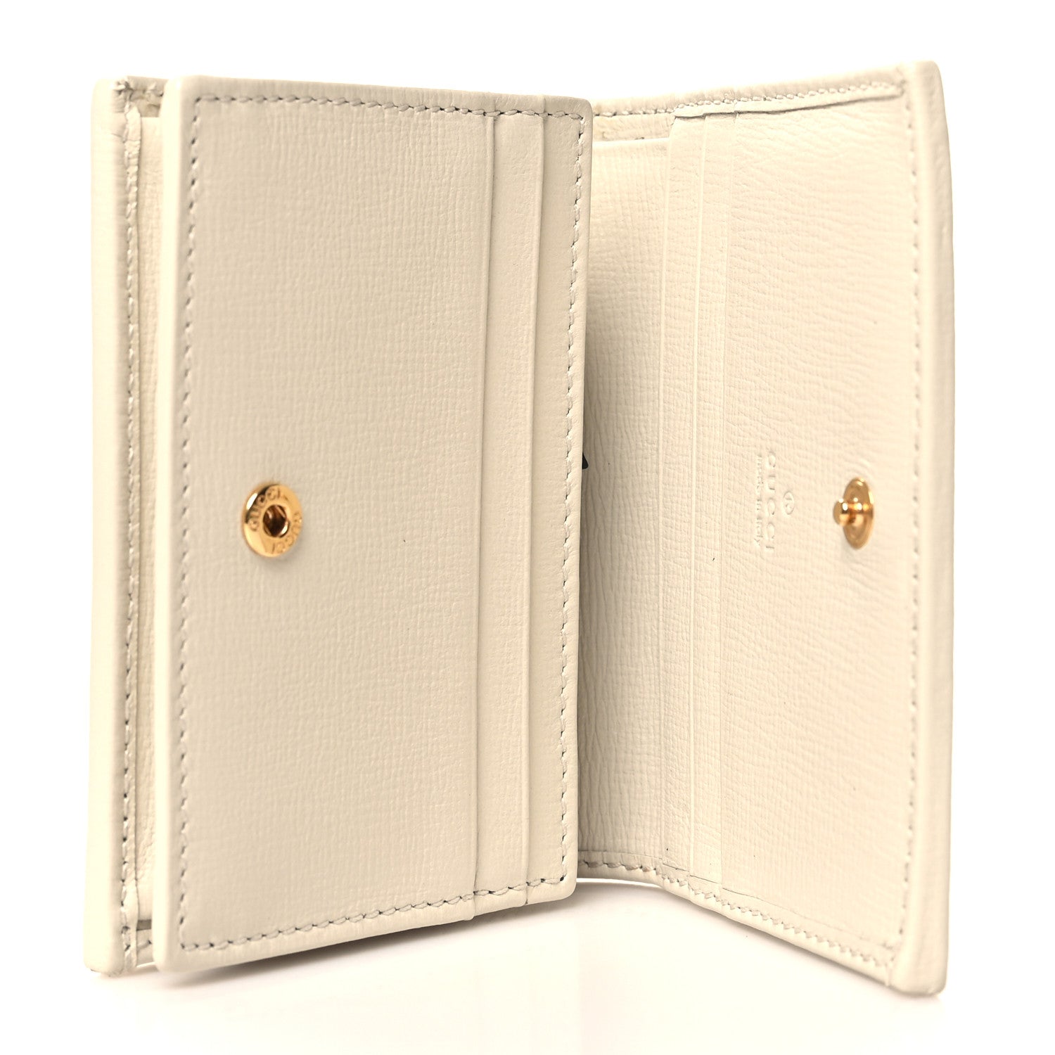 Gucci GG Supreme Monogram Azalea Calfskin Horsebit 1955 Card Case Wallet Beige Ebony Mystic White 5 of 9
