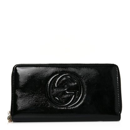 Gucci Patent Calfskin Soho Zip Around Wallet Black 1 of 9