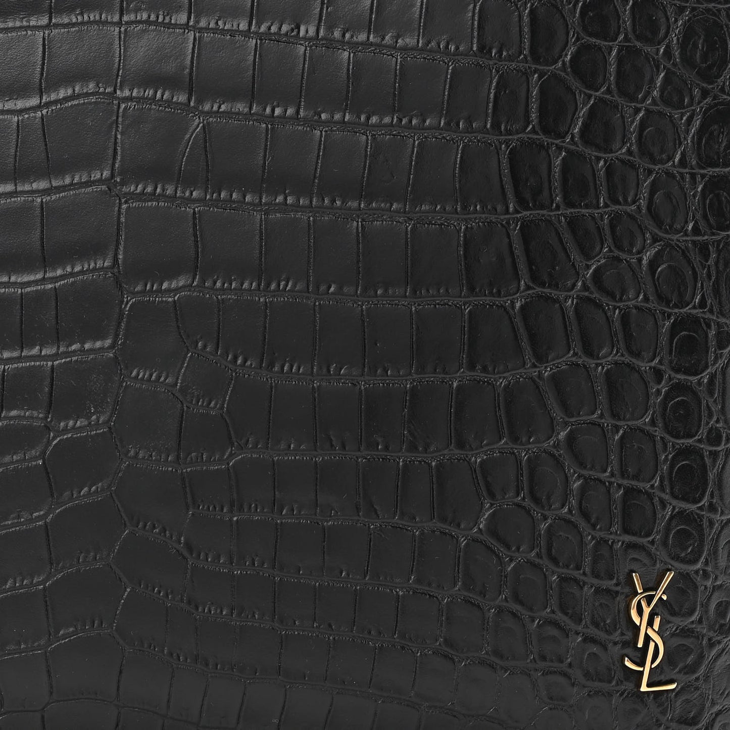 Calfskin Crocodile Embossed Tiny Monogram Zipped Tablet Holder Black