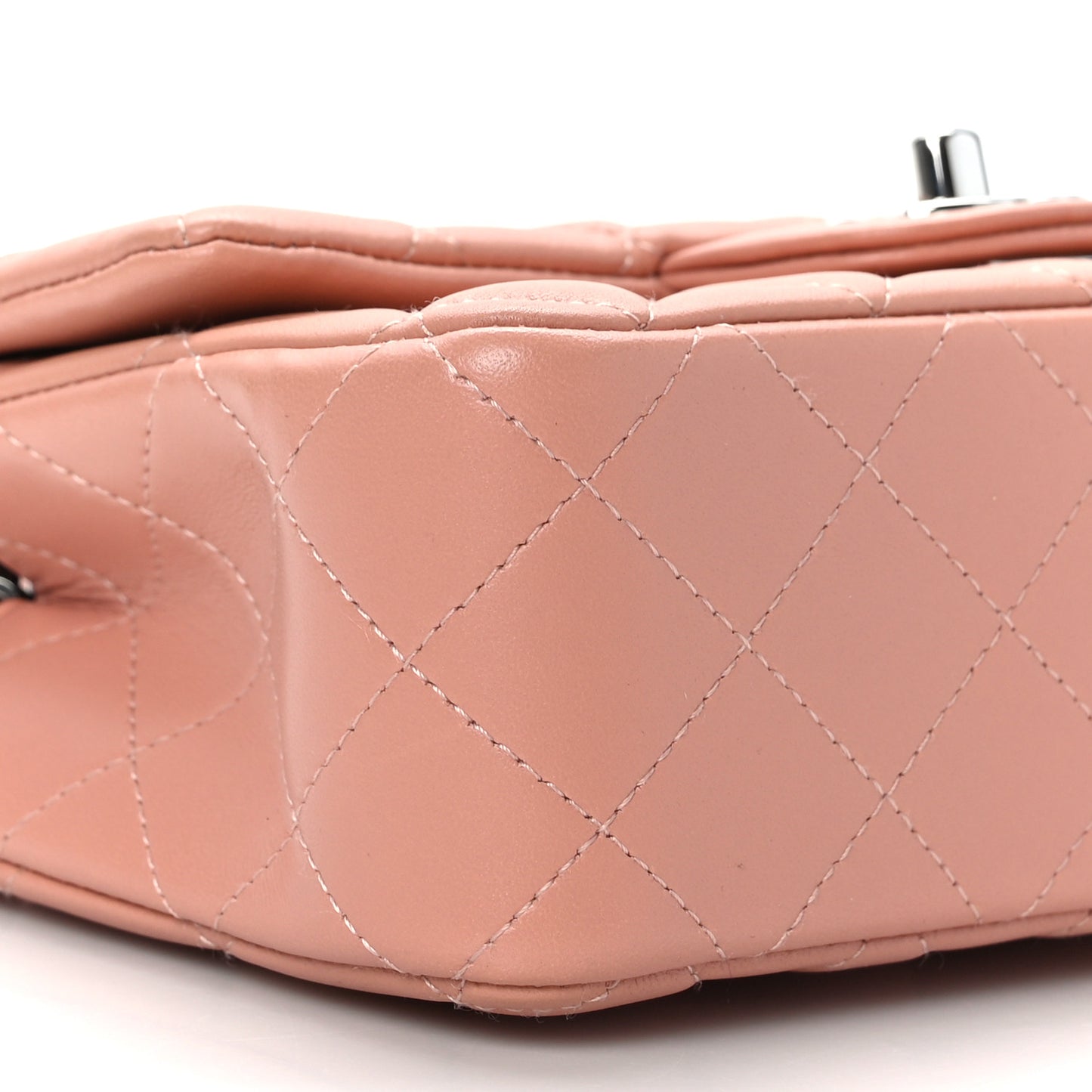 Lambskin Quilted Mini Rectangular Flap Light Pink