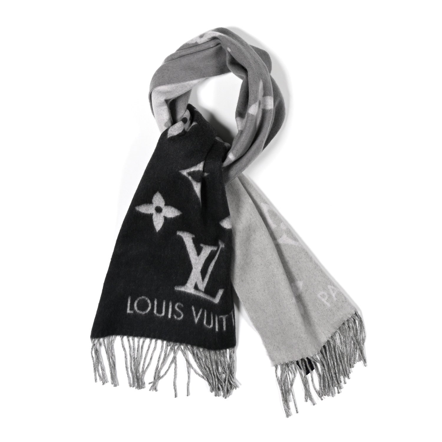 Louis Vuitton Cashmere Monogram Gradient Reykjavik Scarf Grey 1 of 3