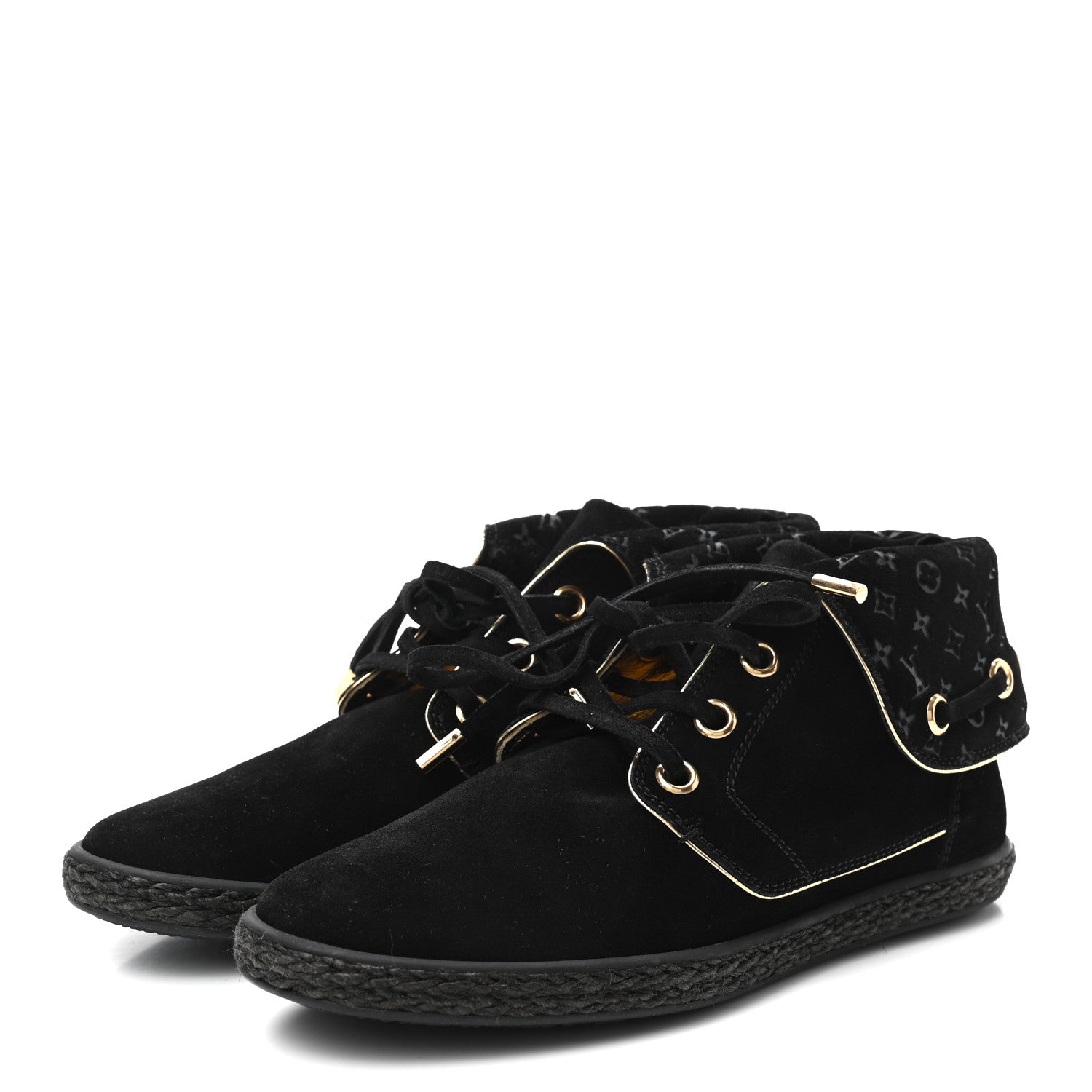 Louis Vuitton Suede Fold Over Sneakers 35.5 Black 3 of 9