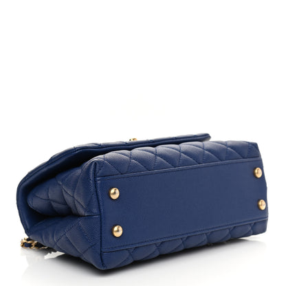 Chanel Caviar Elaphe Quilted Mini Coco Handle Flap Blue 3 of 9
