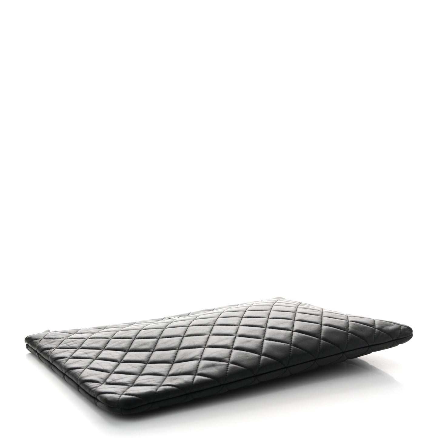 Lambskin Quilted Large Cosmetic Case Black