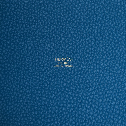 Hermes Taurillon Clemence Casaque Picotin Lock 22 MM Bleu Nuit Black Blue Frida 6 of 9