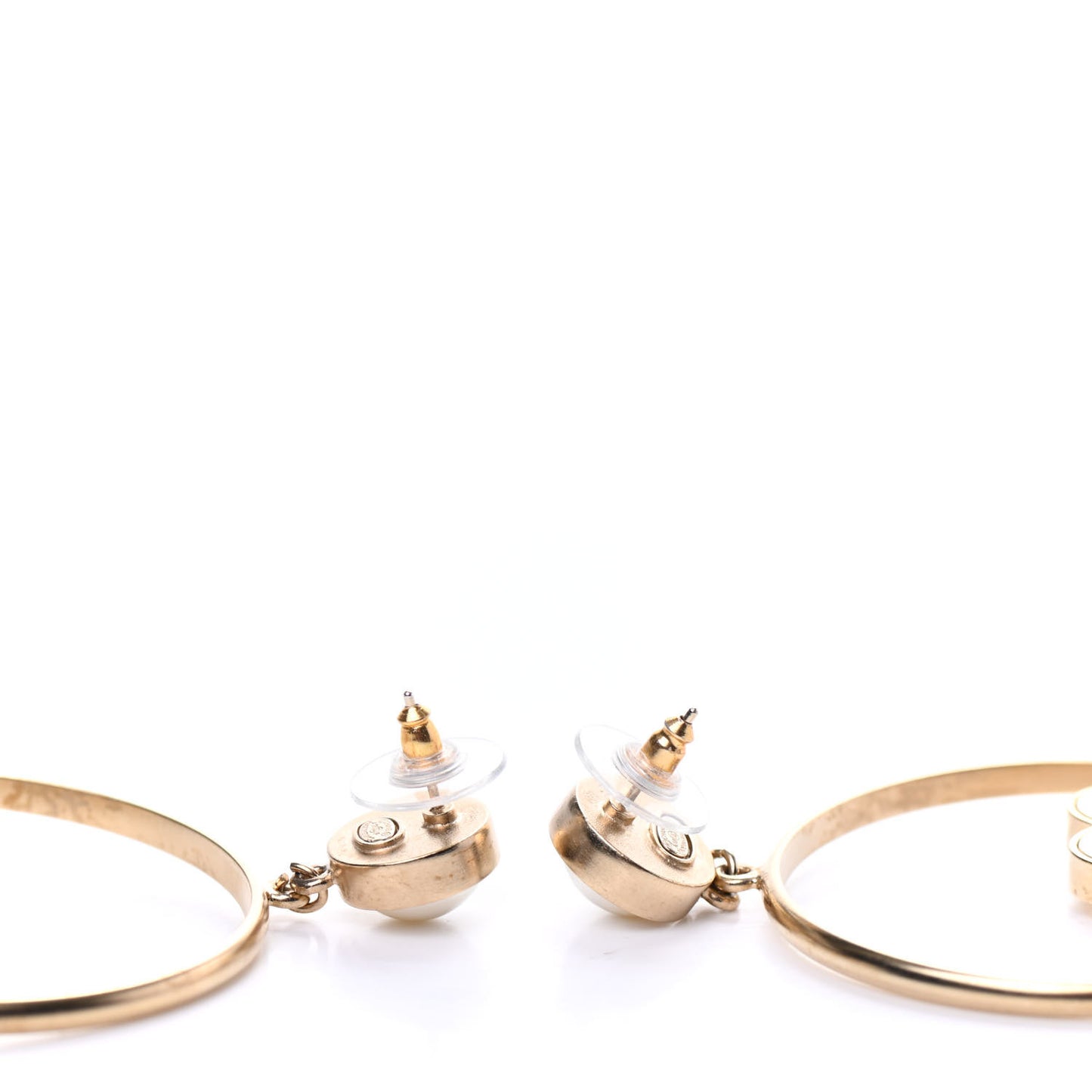 Pearl CC Camellia Hoop Earrings Gold