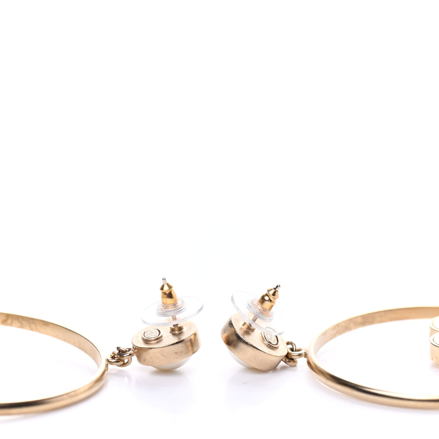 Chanel Pearl CC Camellia Hoop Earrings Gold 3 of 4