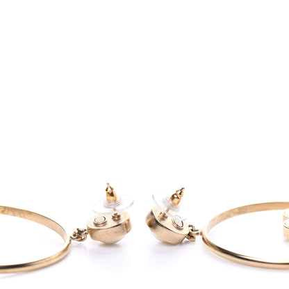 Chanel Pearl CC Camellia Hoop Earrings Gold 3 of 4