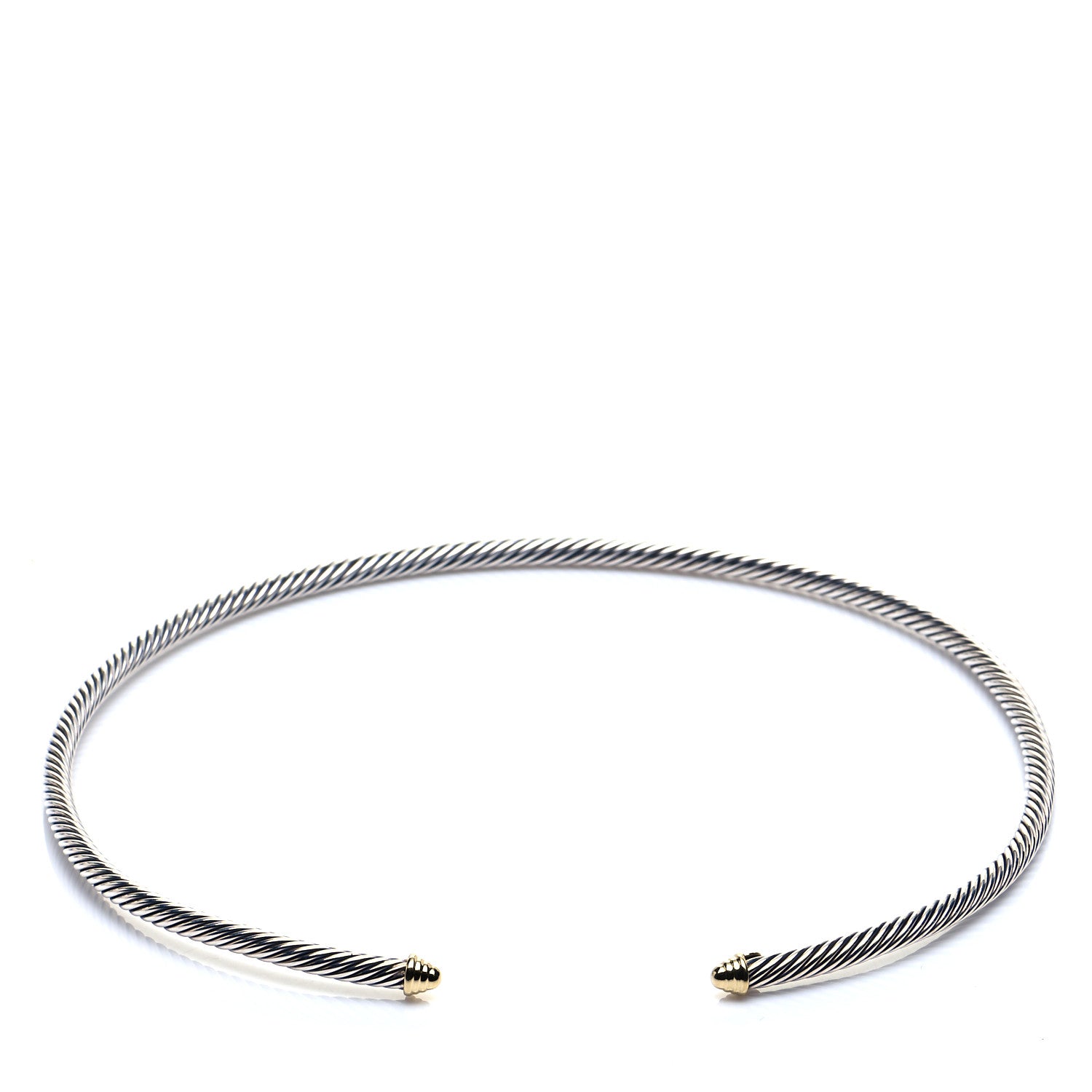 David Yurman Sterling Silver 18K Yellow Gold 4mm Cable Choker Necklace 4 of 5