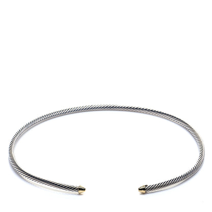 David Yurman Sterling Silver 18K Yellow Gold 4mm Cable Choker Necklace 4 of 5
