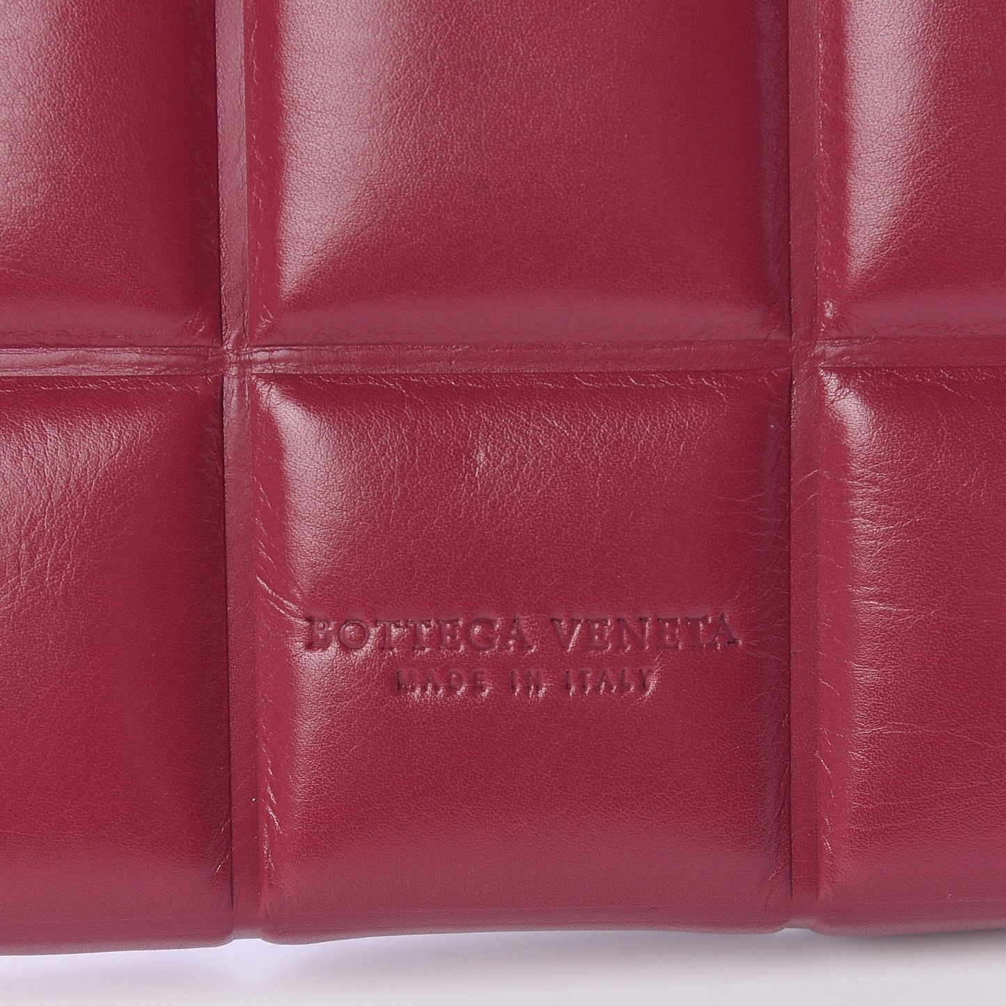 BOTTEGA VENETA Calfskin Padded Paper Mini Zip Wallet Amaranto