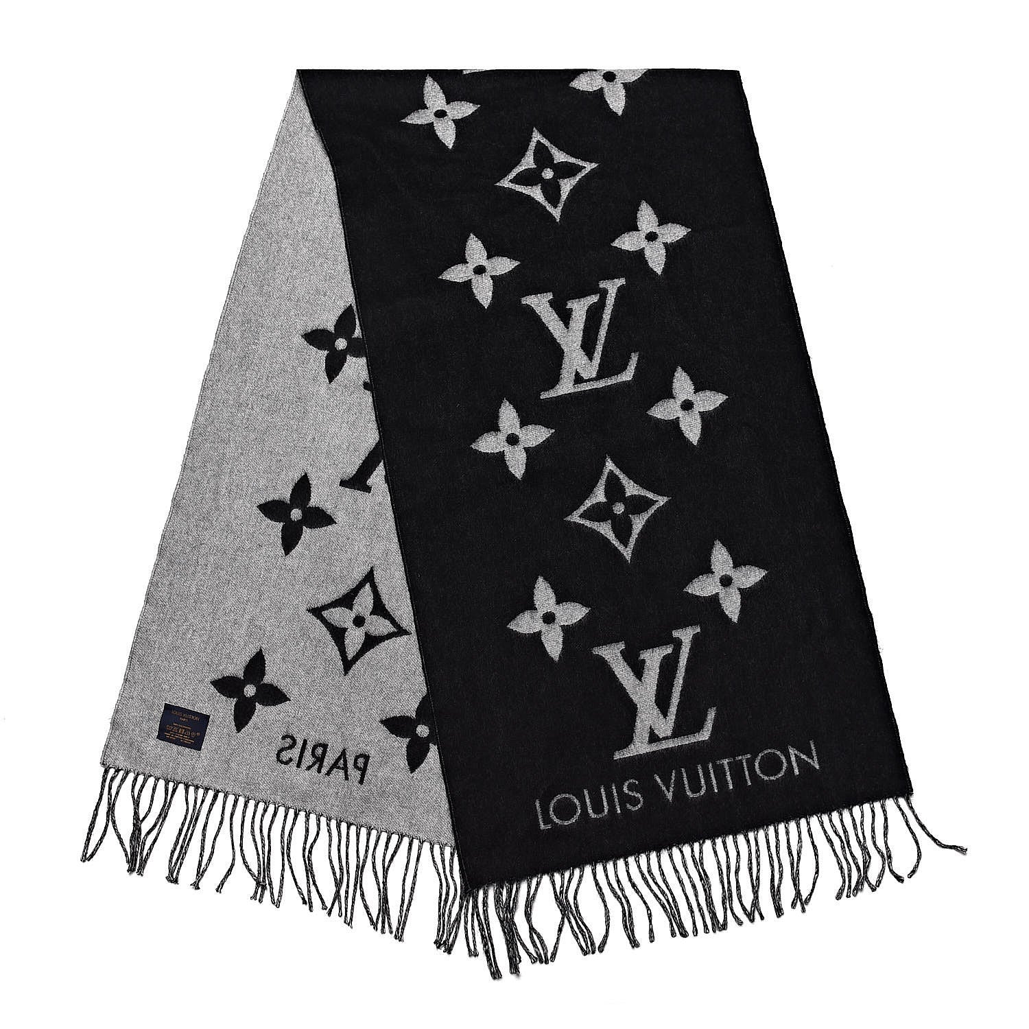 Louis Vuitton Cashmere Monogram Reykjavik Scarf Black 3 of 5