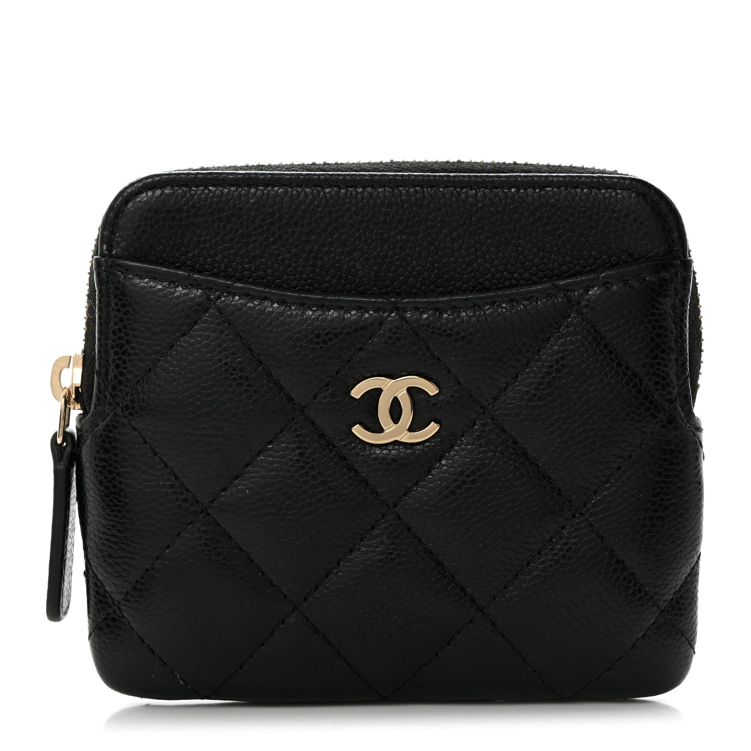 Chanel Caviar Quilted Zip Card Holder Wallet Black 1 of 8