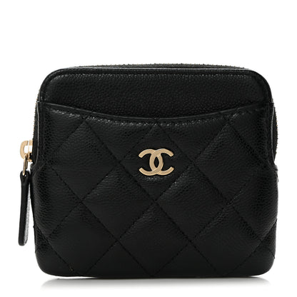 Chanel Caviar Quilted Zip Card Holder Wallet Black 1 of 8