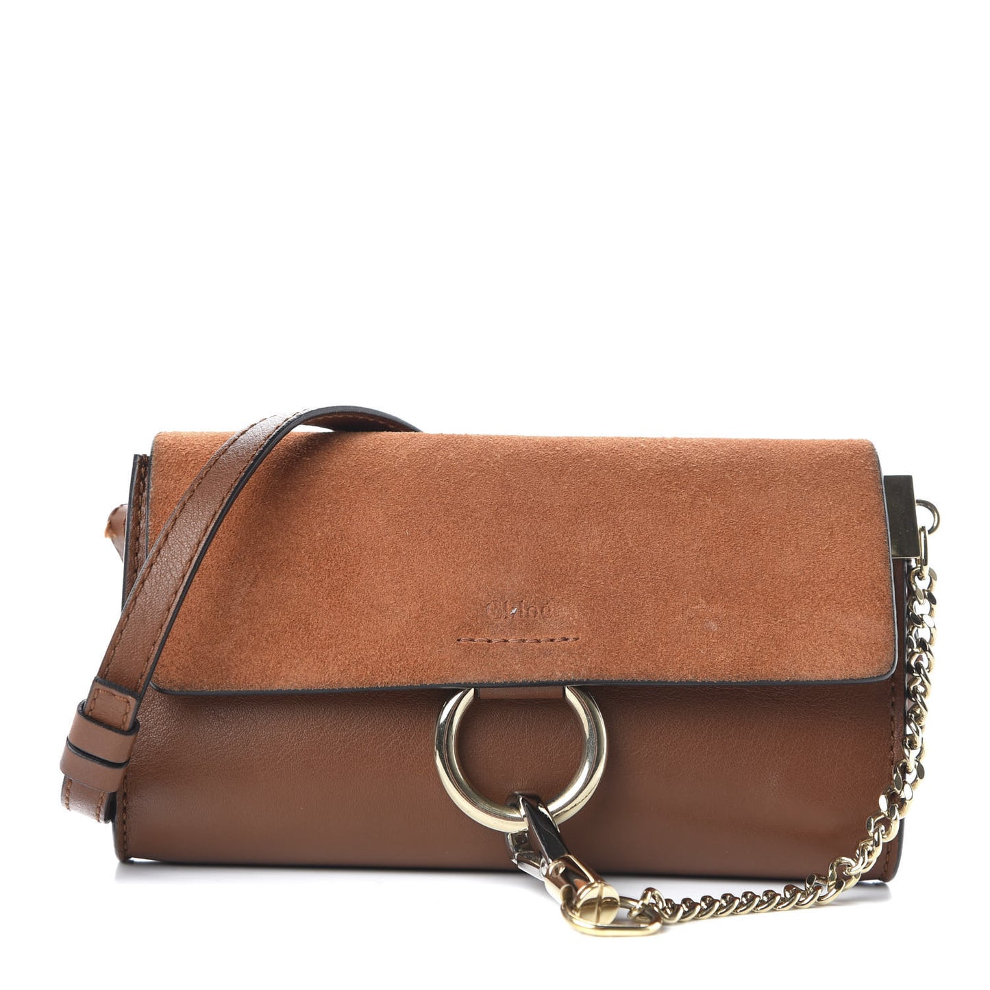 Suede Calfskin Mini Faye Shoulder Bag Tobacco