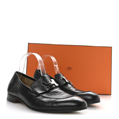 Hermes Goatskin Men's Paris Loafers 42 Black 9 of 9