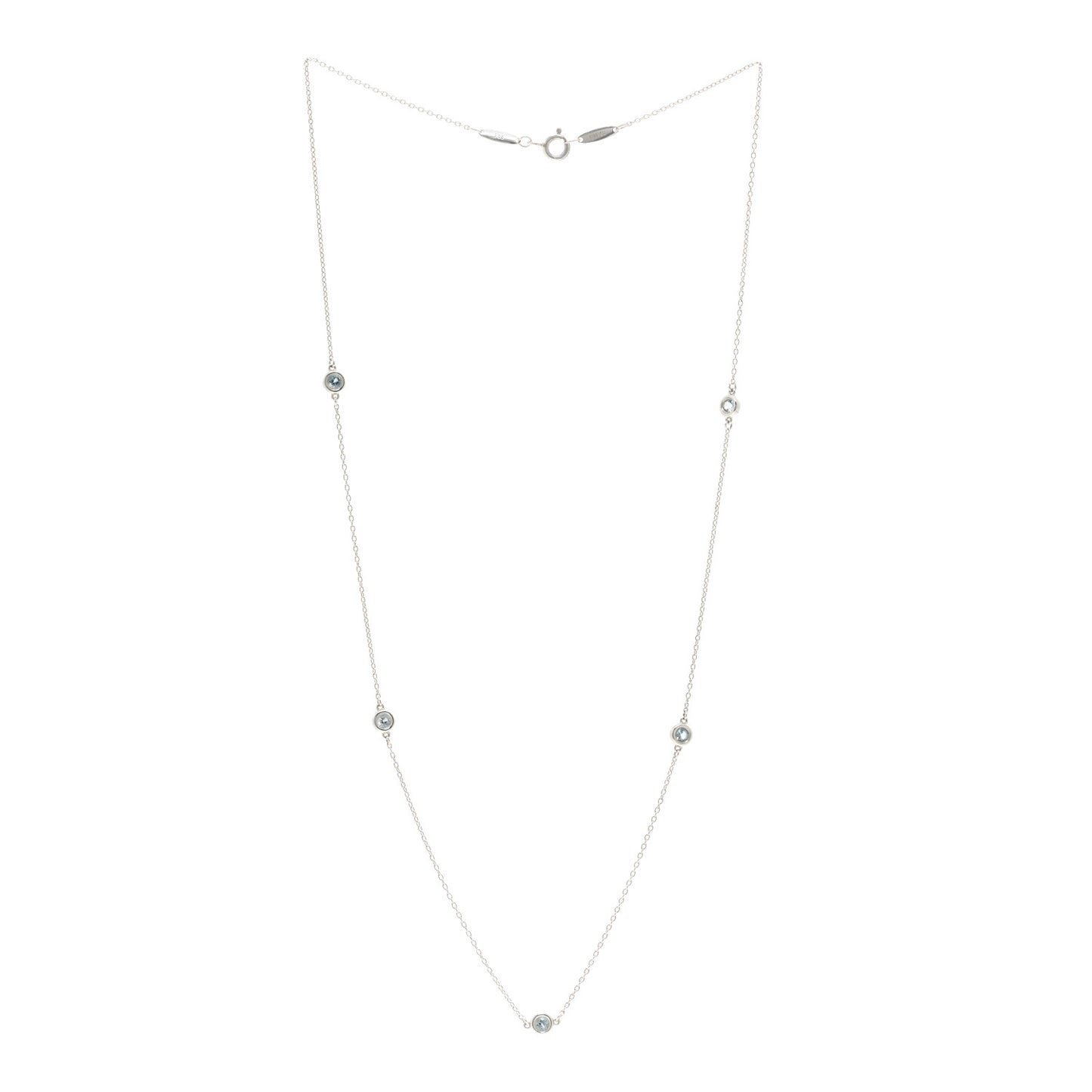 Sterling Silver Aquamarine Elsa Peretti Color By The Yard 5 Station Necklace