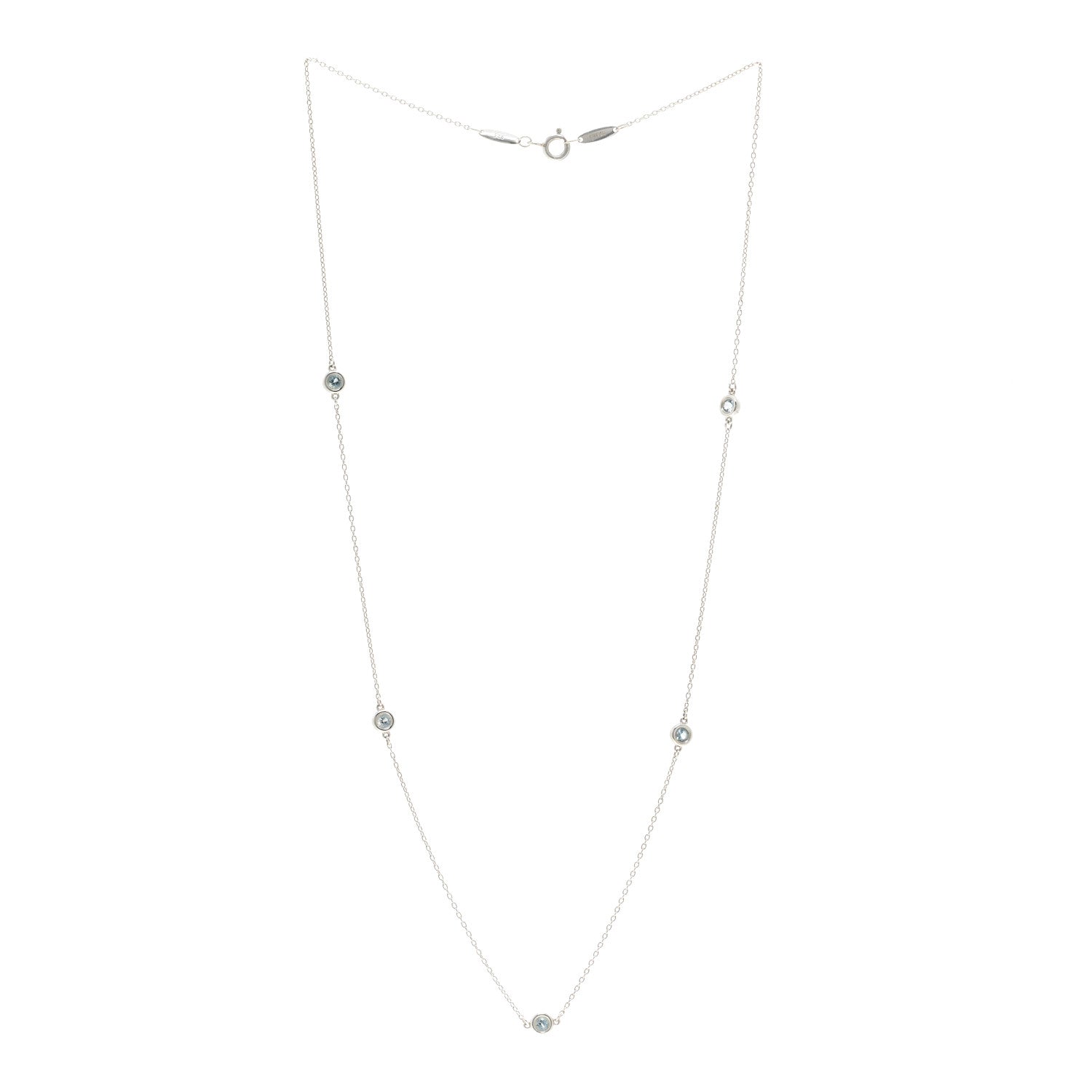 Tiffany Sterling Silver Aquamarine Elsa Peretti Color By The Yard 5 Station Necklace 3 of 4