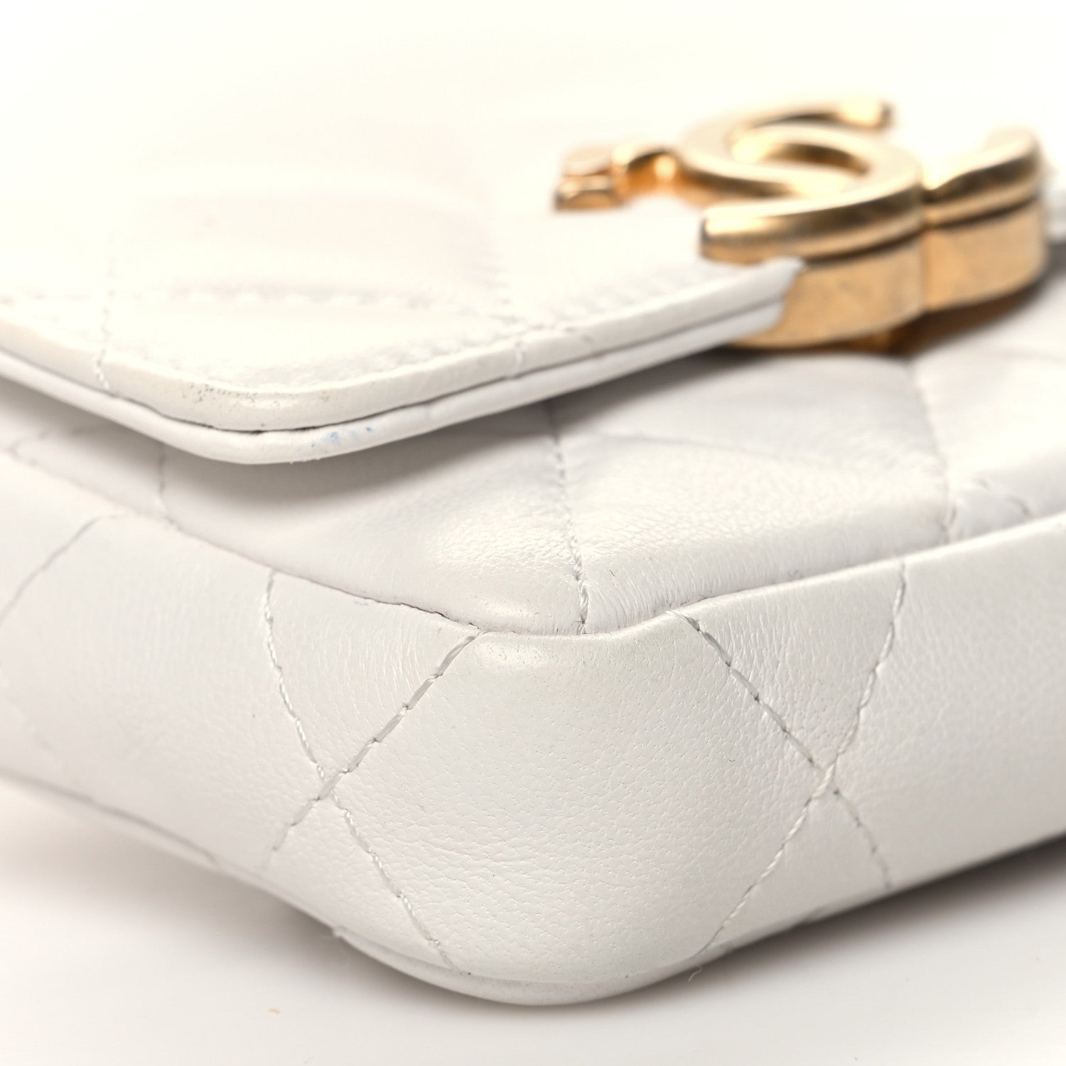 Chanel Lambskin Lacquered Metal Quilted Flap Chain Belt Bag White 10 of 17