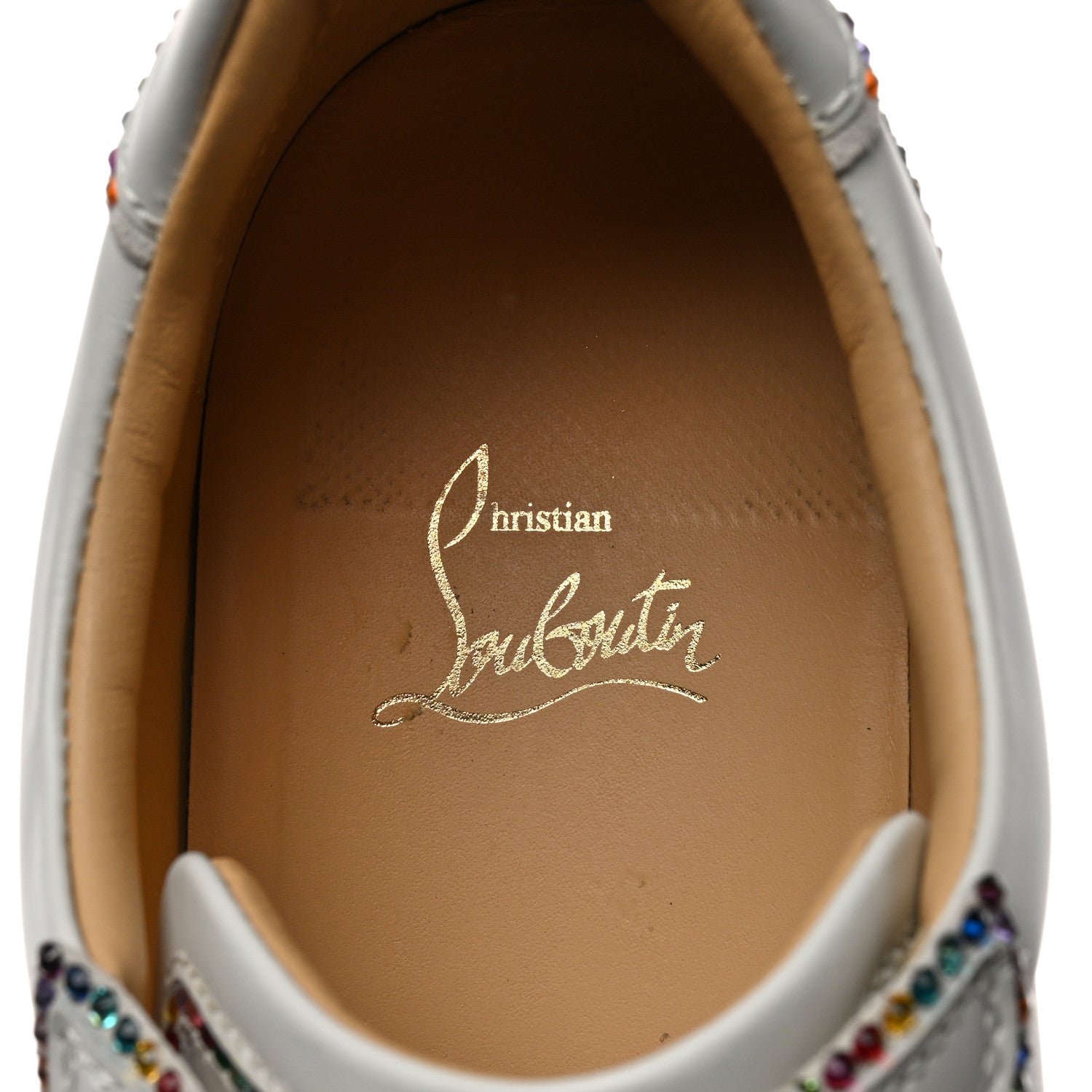 Christian Louboutin Calfskin Crystal Vieira Flat Sneakers 41 White 6 of 9