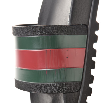 Gucci Rubber Web Mens Lug Sole Slide Sandals 8 Black Green Red 11 of 12