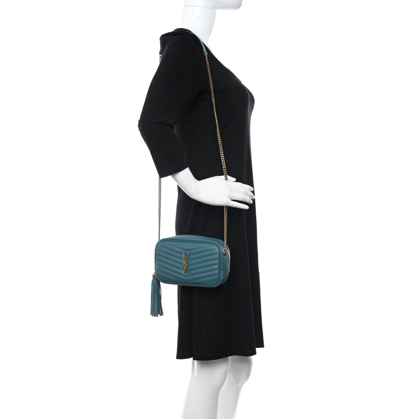 Grain De Poudre Matelasse Monogram Mini Lou Camera Bag Blue Vert