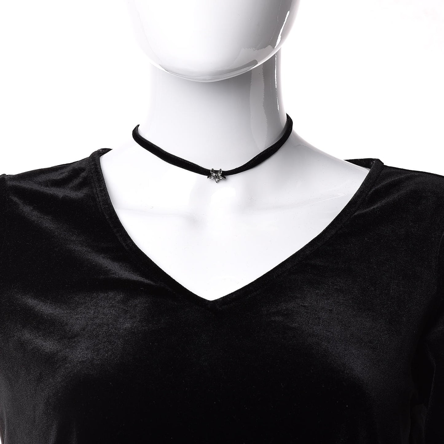 Velvet Crystal Star Choker Necklace Black